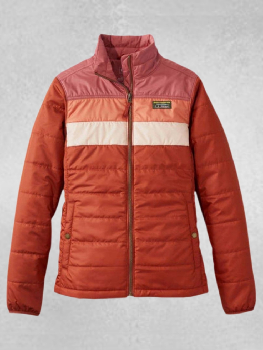 LL Bean Mountain Classic Puffer Jacket Colorblock Brick Red Women's Small